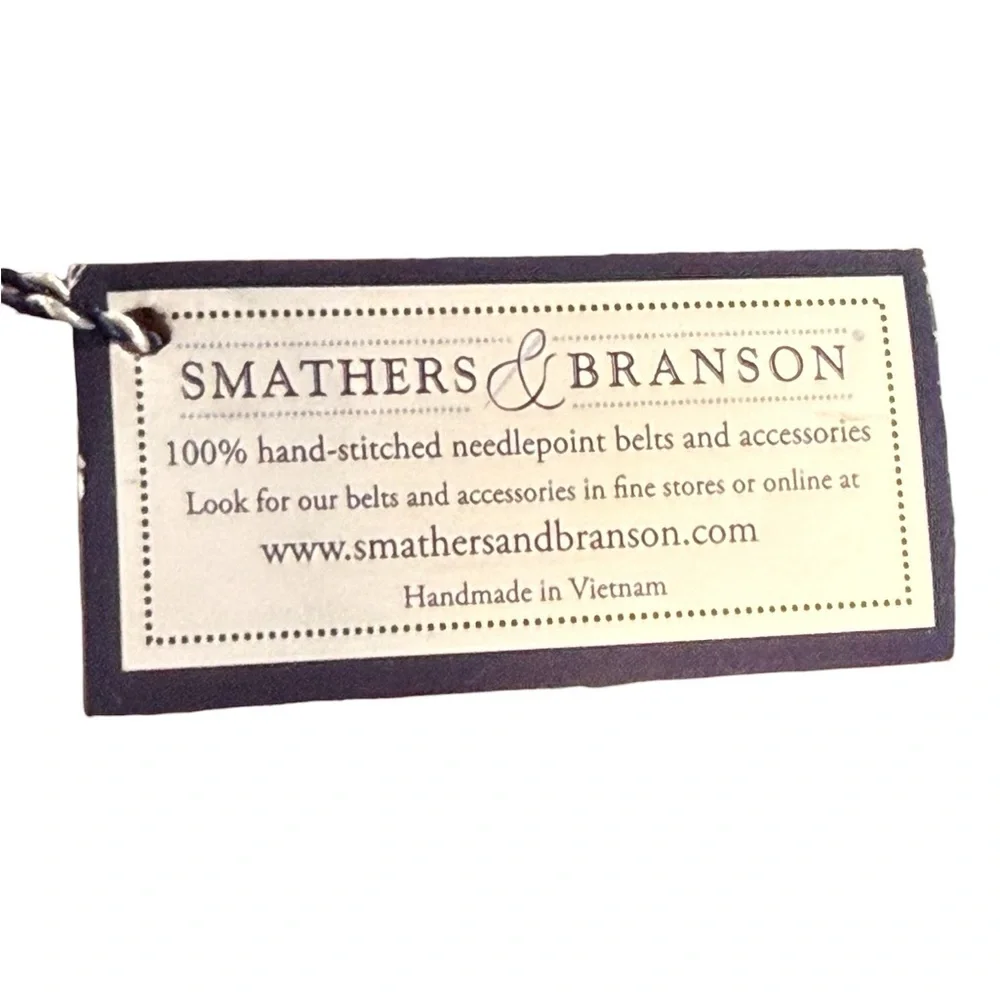 NWT! Smathers & Branson Needlepoint Cross Clubs Cotton and Leather Belt Golf